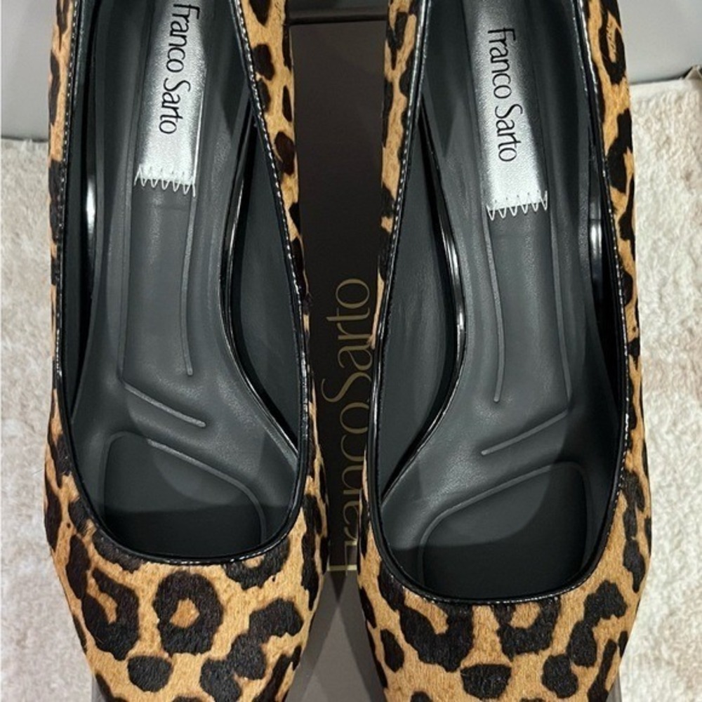 Franco Sarto Kalsa2 Women's Pumps Size 8.5 M Brown Leopard Print Kitten Heel NIB